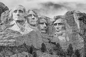 Soft afternoon light illuminates Mt. Rushmore National Monument in the Black Hills of South Dakota on a slightly overcast day. - South Dakota Photograph