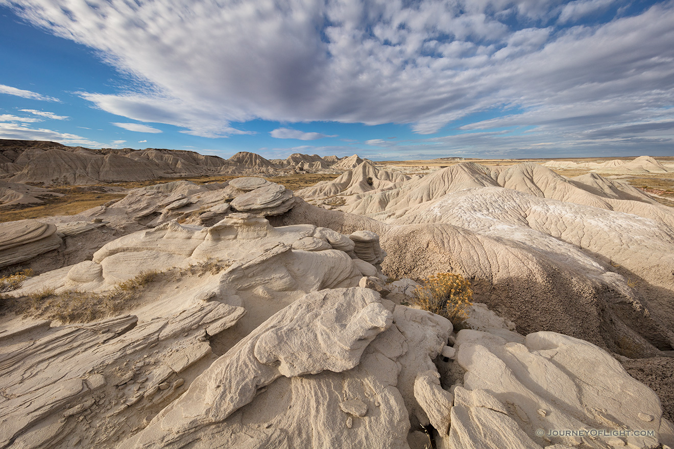 Scenic landscape photograph of Toadstool Geologic Park in western Nebraska in late afternoon. - Nebraska Picture