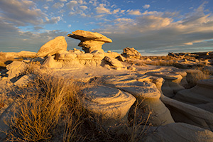 Scenic landscape photograph of Toadstool Geologic Park in western Nebraska at dusk. - Nebraska Photograph