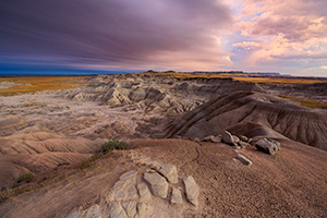 Landscape photograph of Toadstool Geologic Park in western Nebraska during an warm sunrise. - Nebraska Photograph