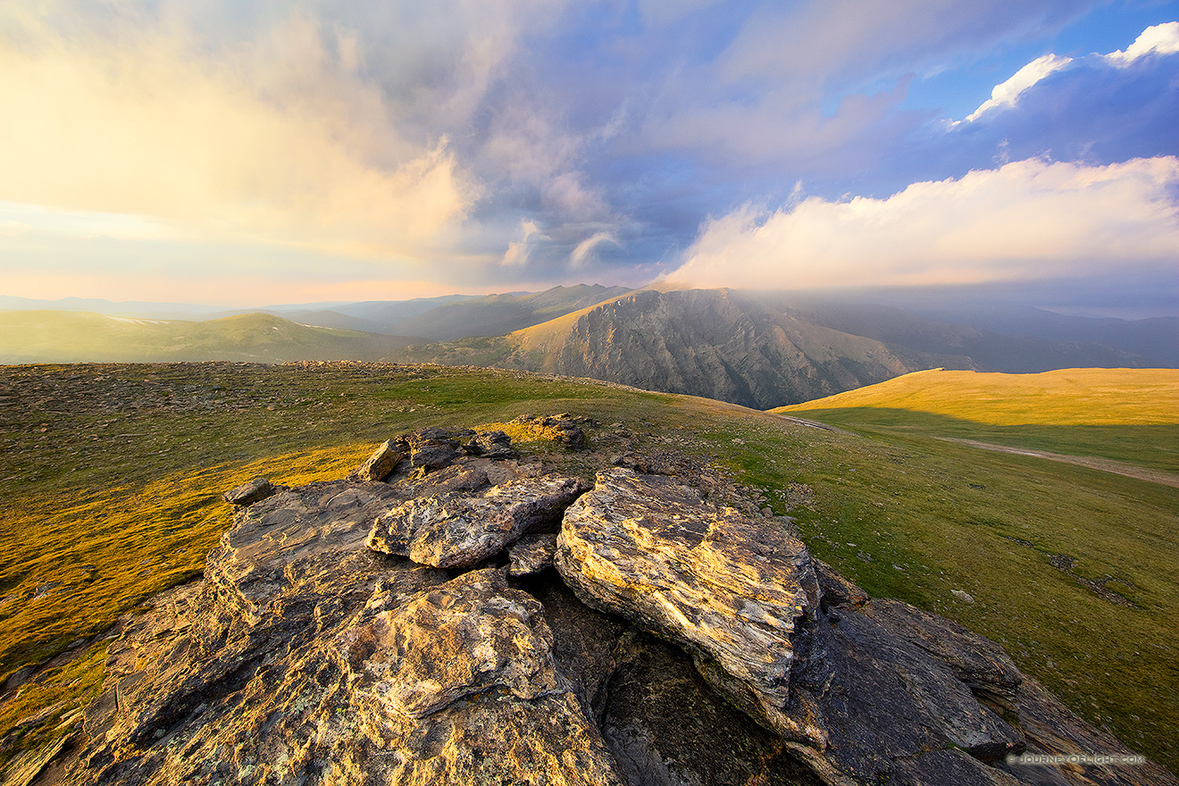 For almost an hour I watched as the clouds danced along the tops of the Mummy Range in the northern area of Rocky Mountain National Park. The sun slowly set in the west casting long shadows along the tundra.