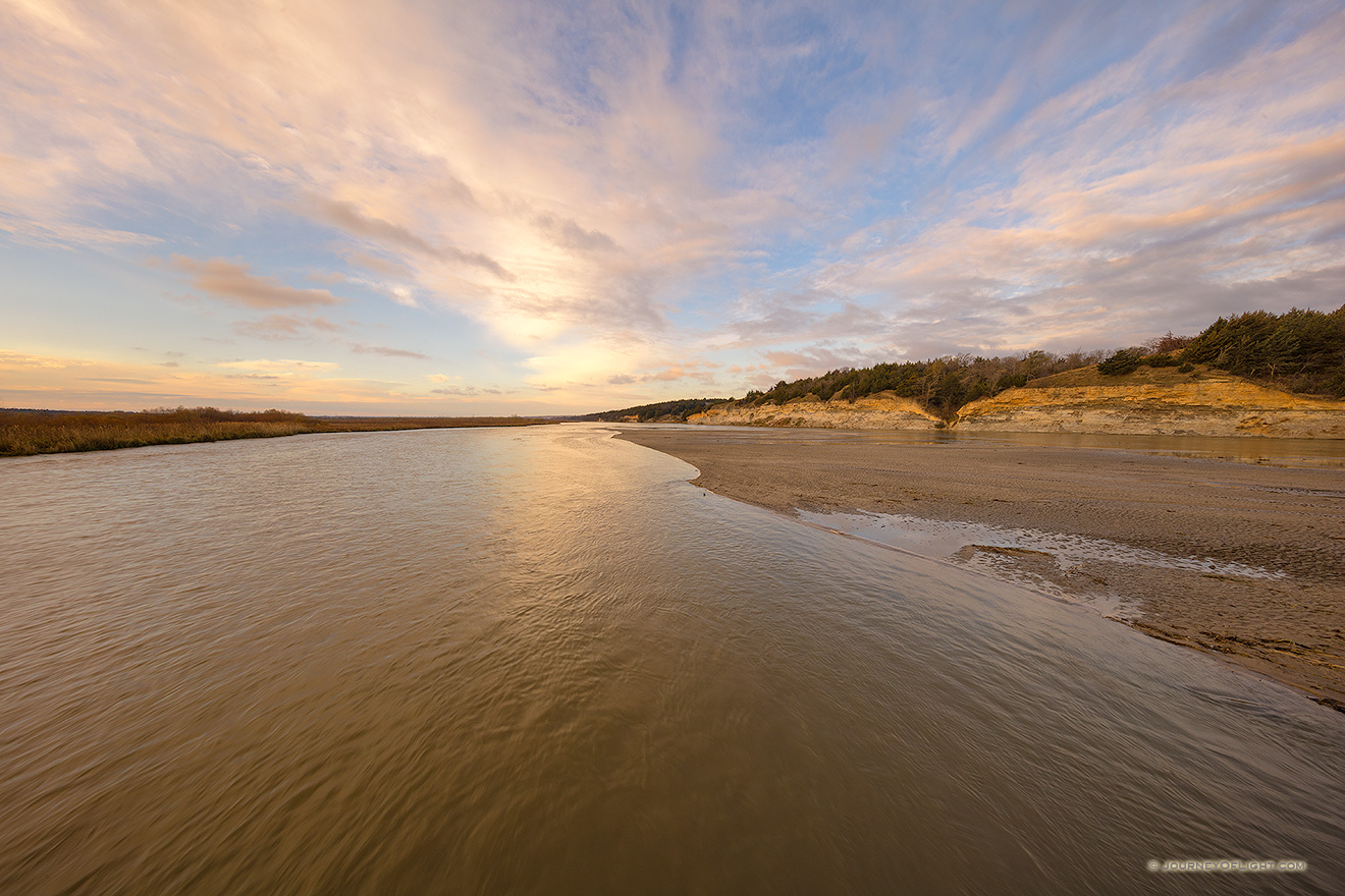 On a beautiful November morning clouds floated over the mouth of the Niobrara River on the Nebraska/South Dakota border.