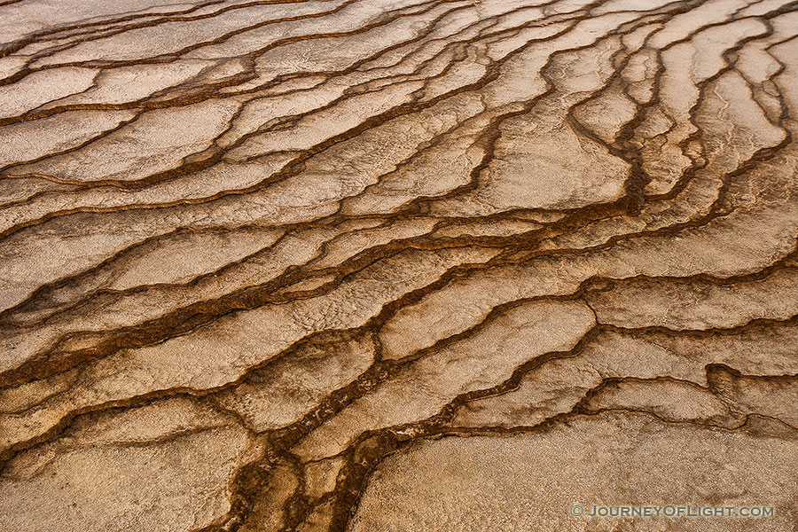 Various patterns are created and changed from the years activity of the geysers in the Middle Geyser basin. - Yellowstone National Park Photography