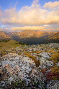 The first light of day illuminates Terra Tomah mountain in Rocky Mountain National Park, Colorado. - Colorado Photograph