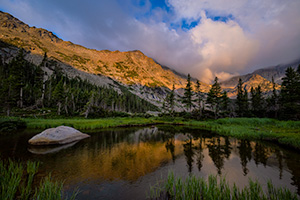 A scenic landscape photograph  Thunder Lake in the backcountry of Rocky Mountain National Park, Colorado. - Colorado Photograph