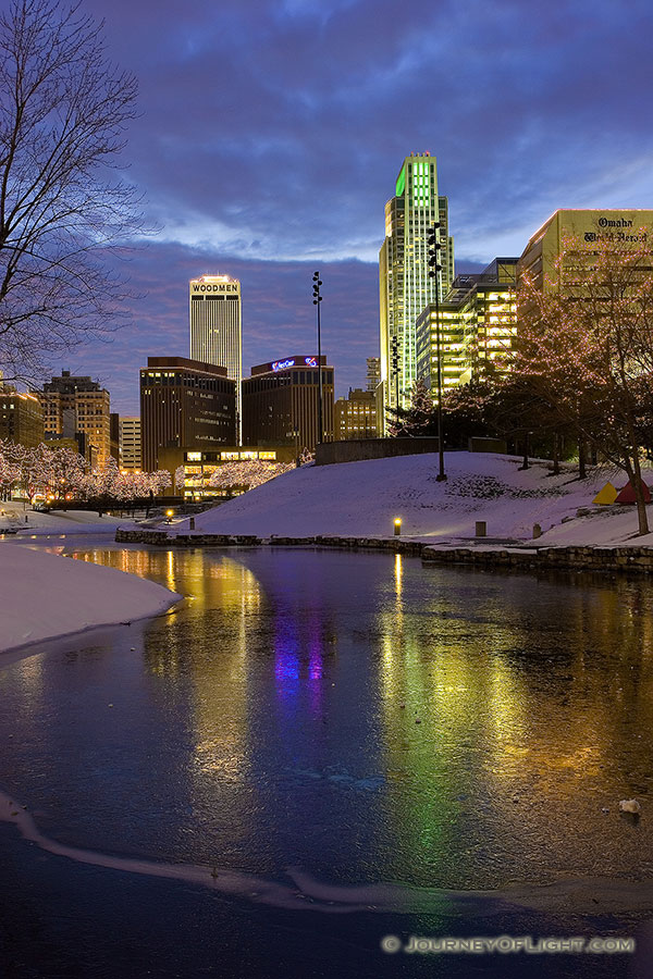 Every year Omaha Celebrates the Holiday Lights Festival after Thanksgiving and during Christmas and New Years by putting lights up in the downtown area around Gene Leahy Mall. - Omaha Photography