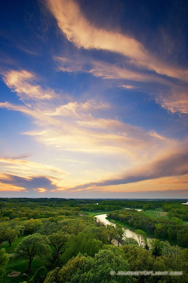 Sunset over the Platte River in Nebraska from the Tower at Mahoney State Park. - Mahoney SP Photography
