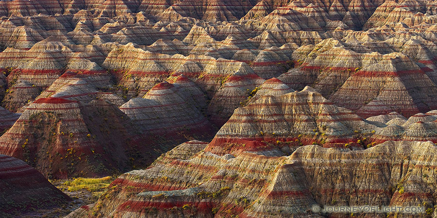 A section of the Badlands in South Dakota glow with the warmth of the pre-risen sun. - South Dakota Photography