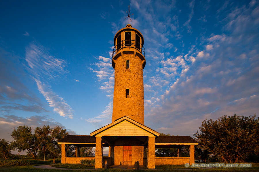 The Lake Minatare Lighthouse is one of only seven inland lighthouses in the United States.  It was built in the late 1930s by the Veterans Conservation Corps, a New Deal agency that provided jobs to unemployed veterans during the Great Depression. - Nebraska Photography