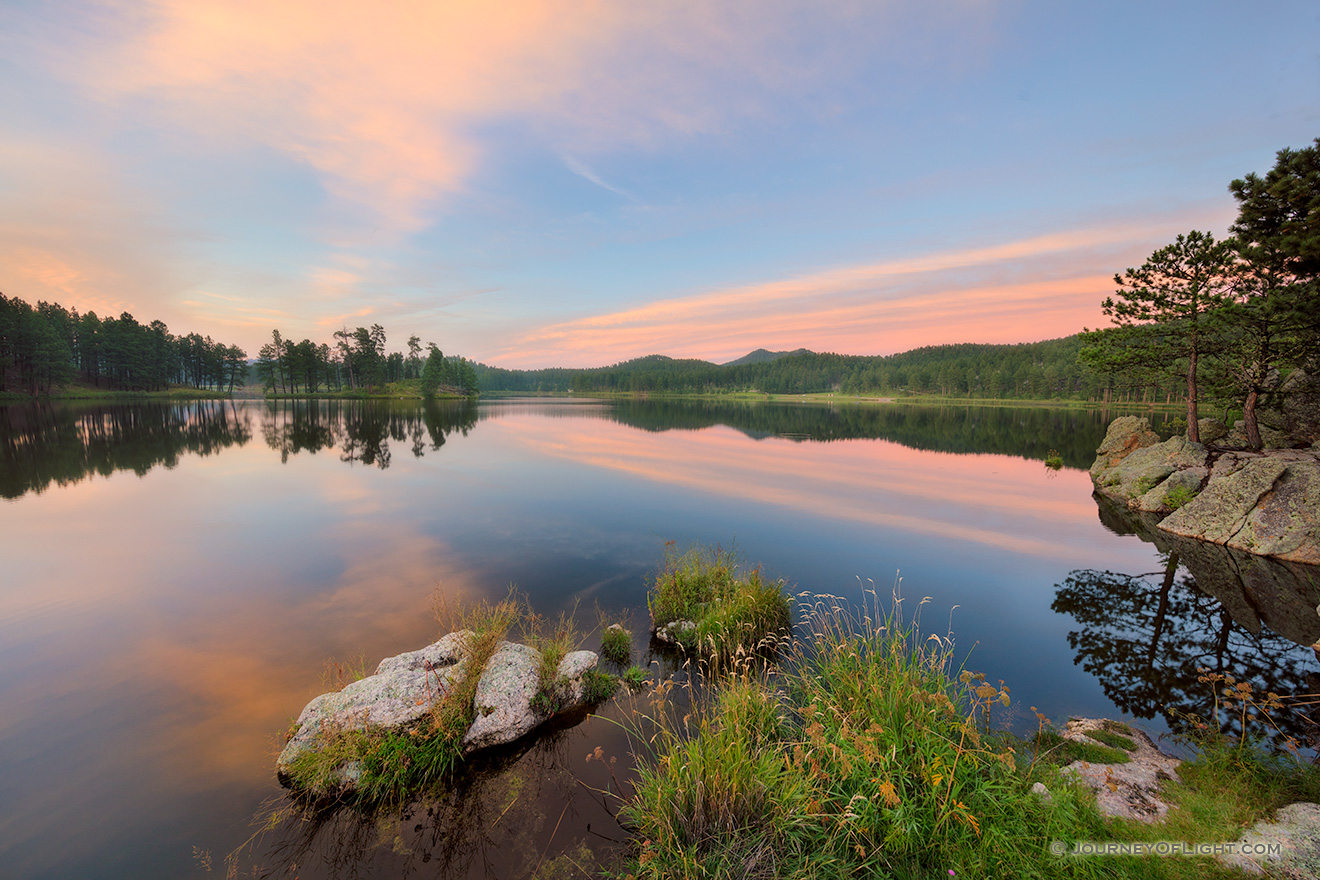 Scenic landscape South Dakota photograph of sunset at Stockade Lake in Custer State Park, Black Hills. - South Dakota Picture