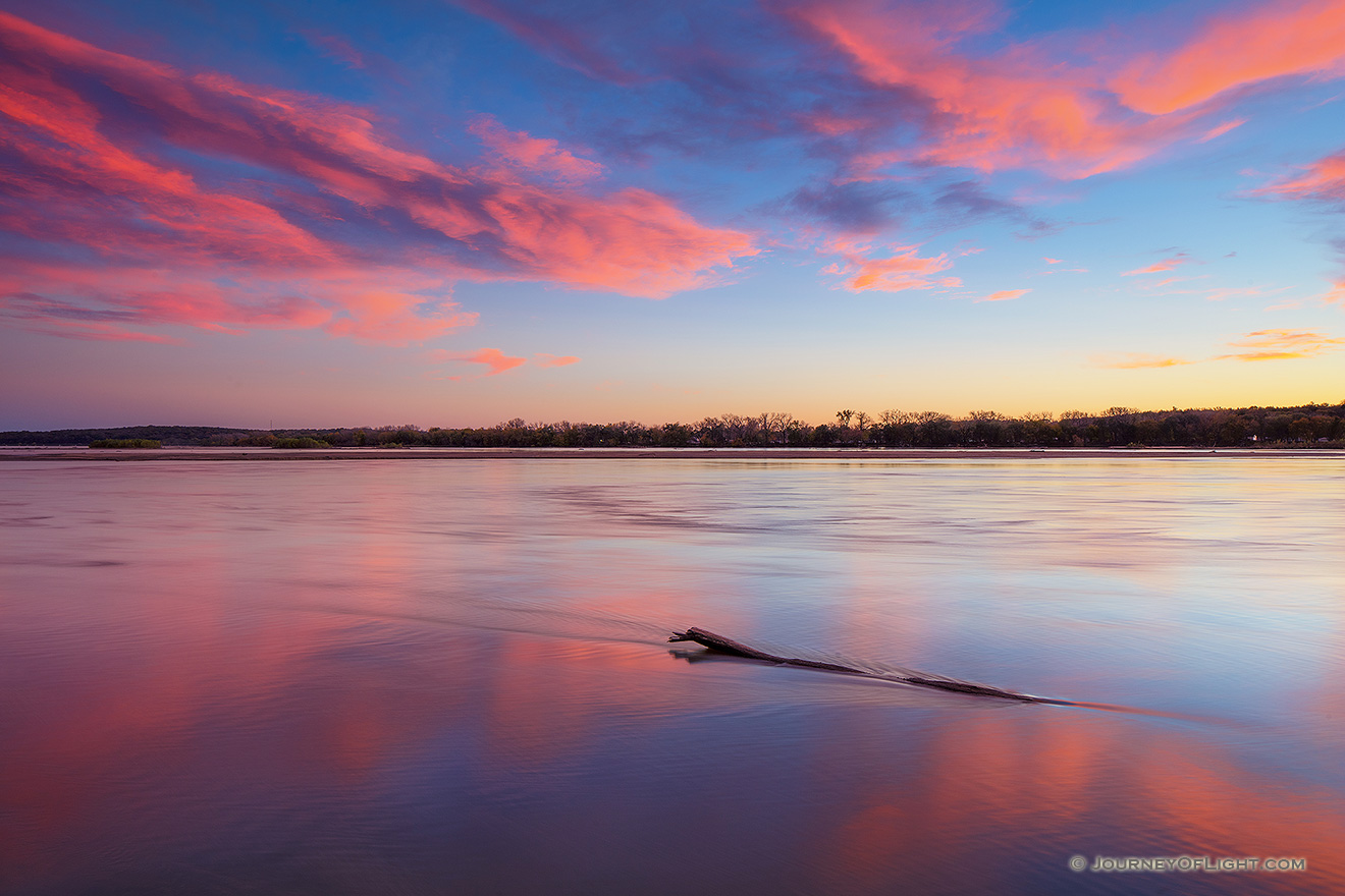 A beautiful autumn sunset over the Platte River Valley near Schramm Recreation Area. - Schramm SRA Picture