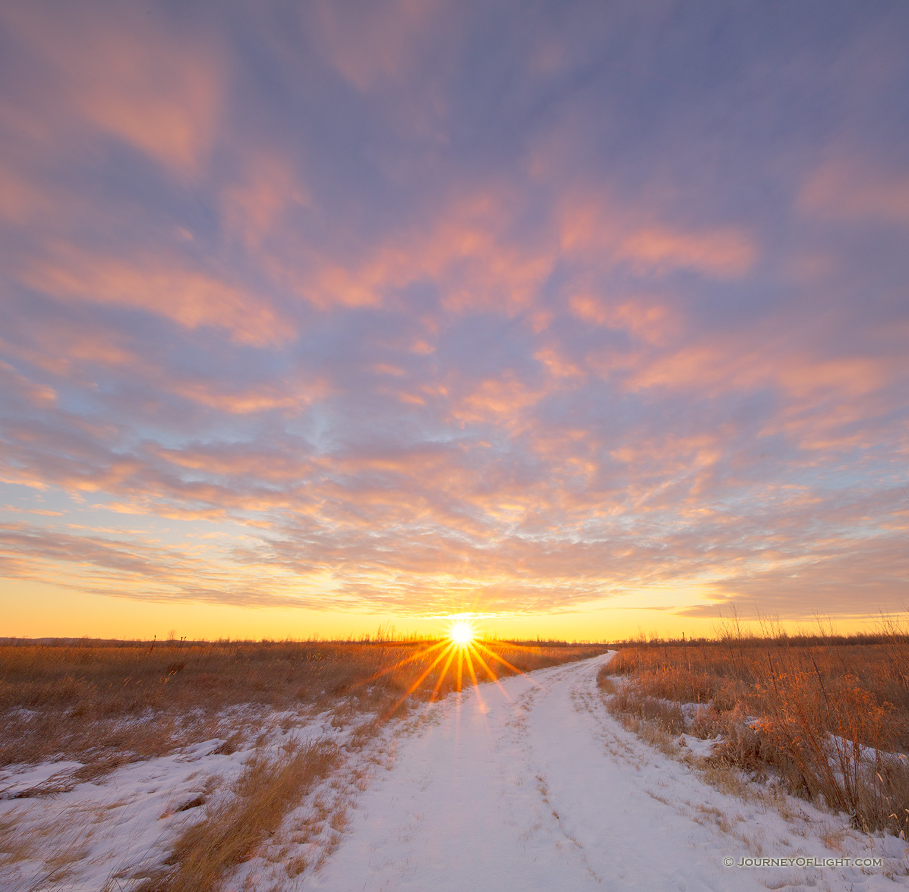 After a fresh snowfall the path through Boyer Chute is a white, pristine trail leading to the recently risen sun. - Boyer Chute Picture