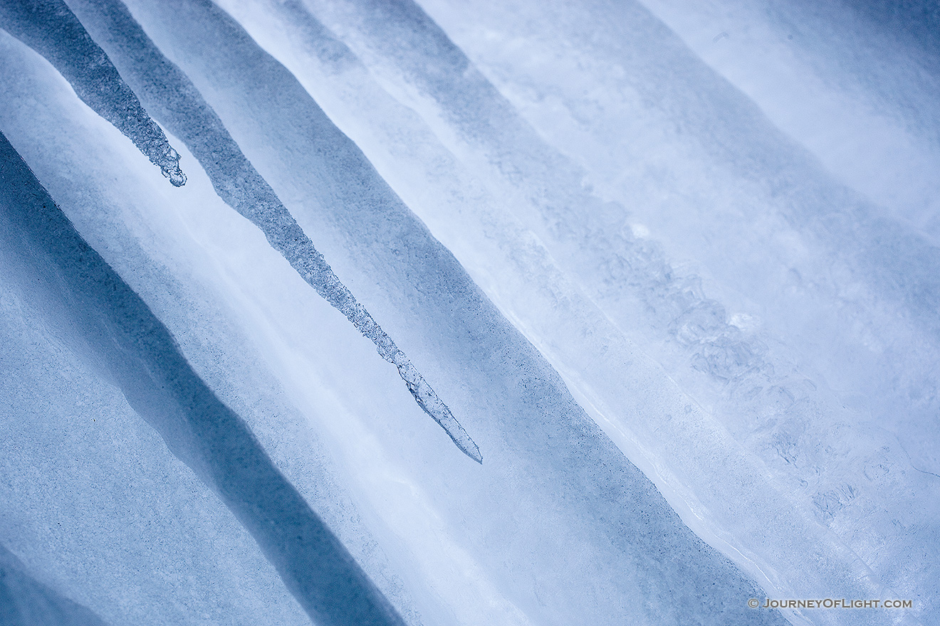 Ice formations behind a waterfall at Platte River State Park, Nebraska. - Platte River SP Picture