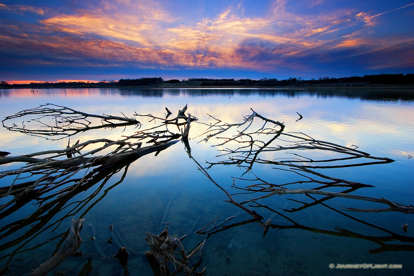 Sunset on Wehrspann Lake at Chalco Hills, Omaha, Nebraska. - Nebraska Picture