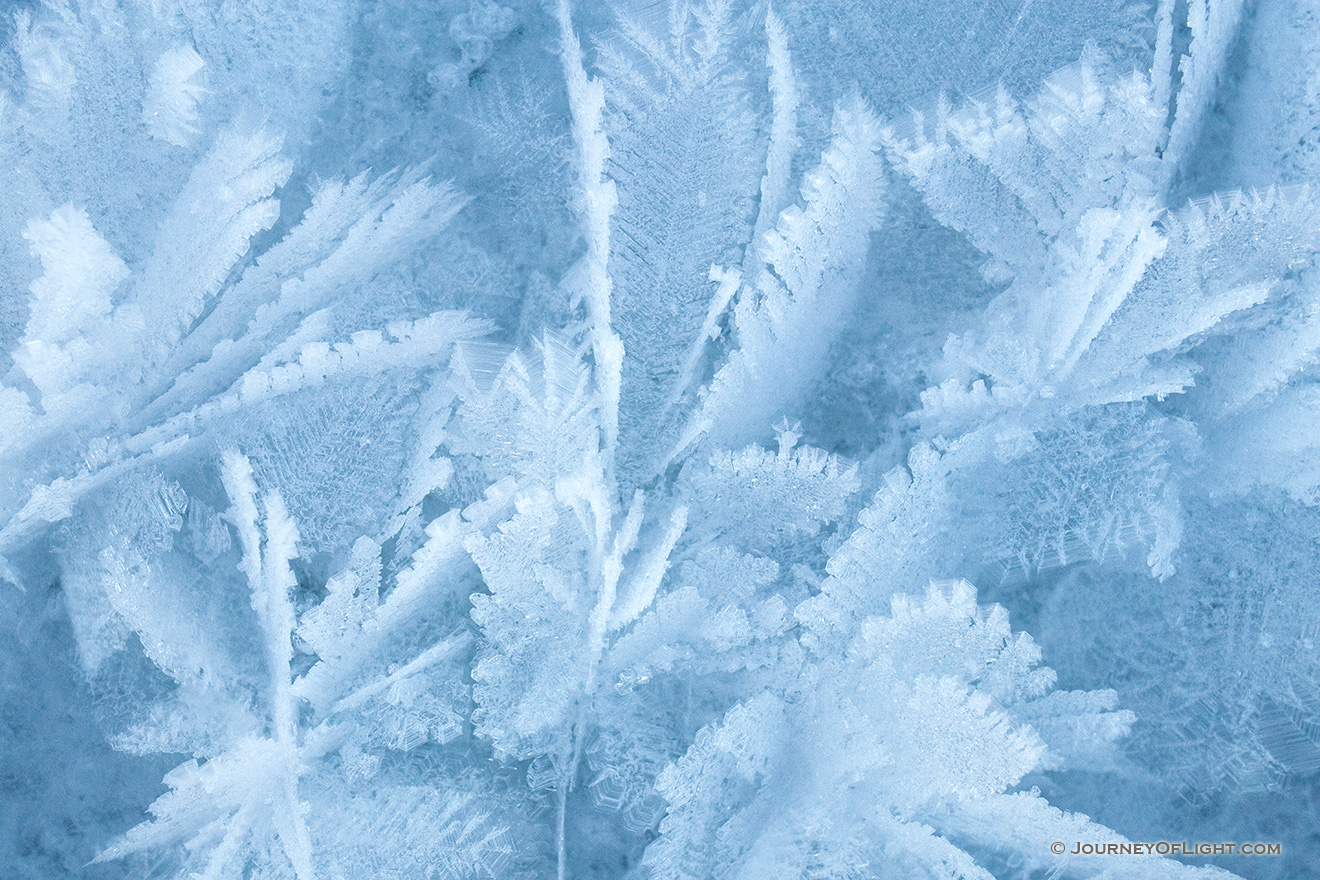 On a wintry day crystals form on Lake Wehrspann at Chalco Hills Recreation Area in Nebraska. - Nebraska Picture