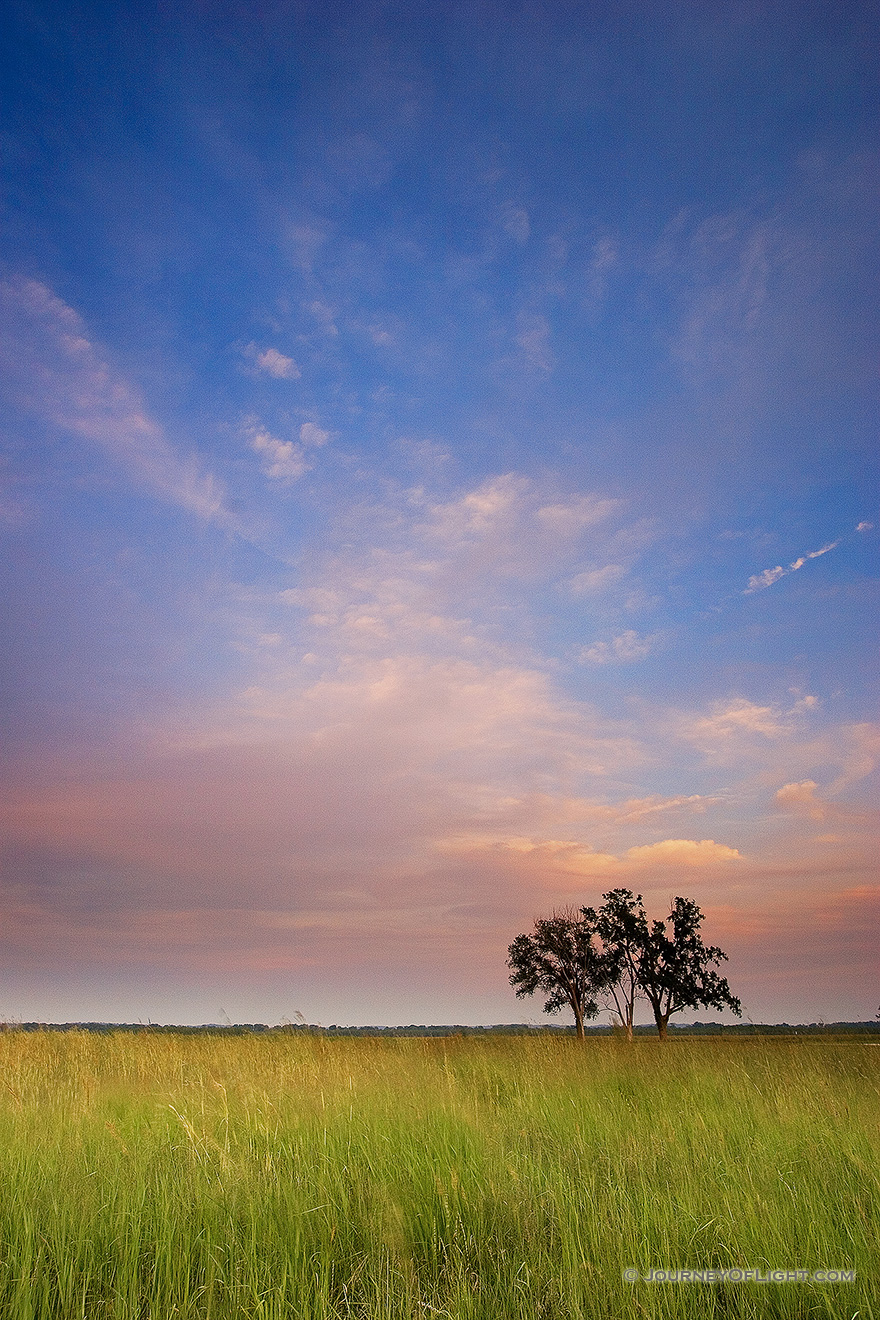 Sunset descends over the native prairie at Boyer Chute National Wildlife Refuge. - Boyer Chute Picture