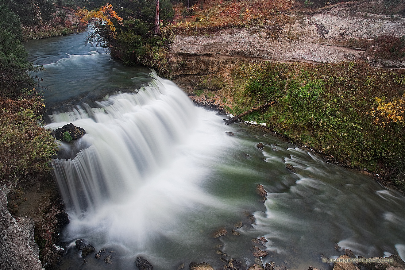 Not far from Merritt Reservoir in Cherry County, Nebraska, water flows over Snake River Falls. - Nebraska Picture