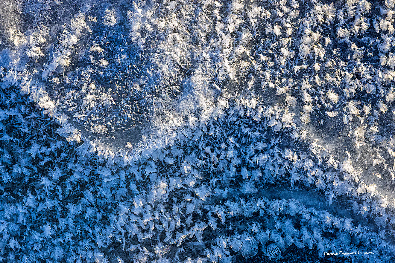 An abstract composition of frost on the ice at Shadow Lake, Nebraska. - Nebraska Picture