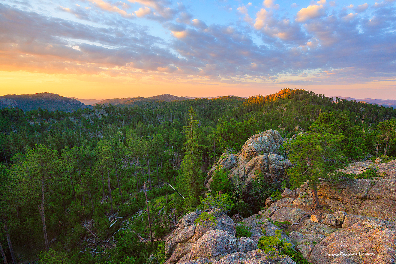 Scenic landscape photograph of a beautiful morning sunrise over the Black Hills, South Dakota. - South Dakota Picture