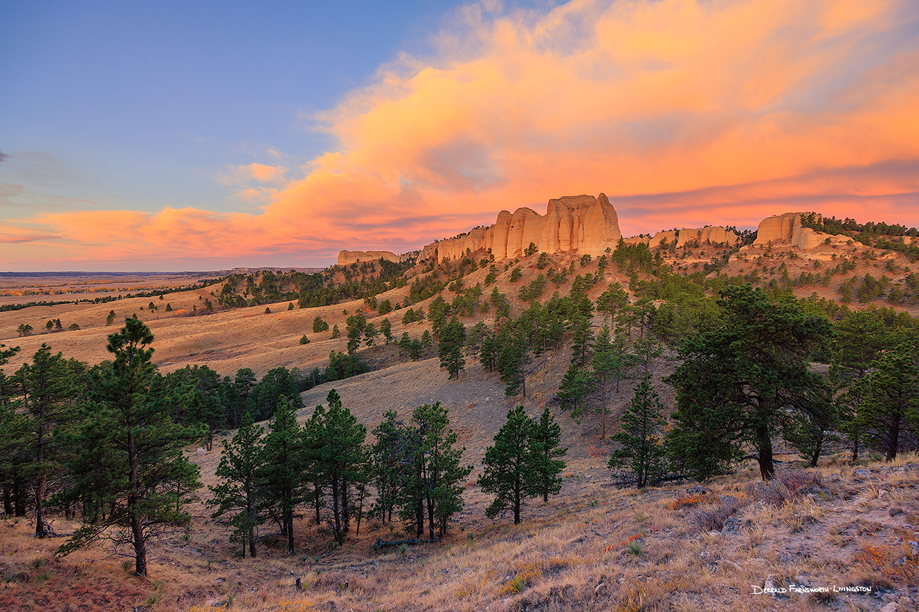 A scenic landscape photograph of a beautiful sunrise over Fort Robinson State Park in Northwestern Nebraska. - Nebraska Picture