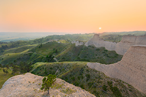 A Nebraska scenic landscape photograph of Fort Robinson State Park from a Bluff with wildlife smoke. - Nebraska Photograph