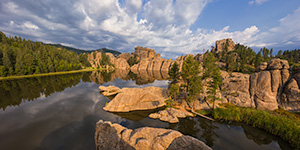 A panoramic photograph of Sylvan Lake in Custer State Park, South Dakota. - South Dakota Photograph