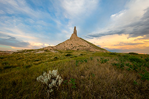 A scenic landscape Nebraska photograph of dusk at Chimney Rock in western Nebraska. - Nebraska Photograph