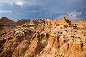 A photograph of an afternoon thunderstorm moving through the Badlands National Park, South Dakota. - South Dakota Photograph
