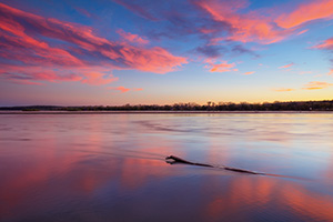 A beautiful autumn sunset over the Platte River Valley near Schramm Recreation Area. - Nebraska Landscape Photograph