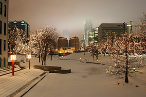 The Gene Leahy Mall in downtown Omaha lights up with the Holiday Lights Festival.  Every year Omaha hosts the Holiday Lights Festival and places 1 million holiday lights in the downtown area to celebrate. - Nebraska Photograph