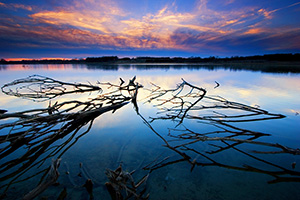 Sunset on Wehrspann Lake at Chalco Hills, Omaha, Nebraska. - Nebraska Photograph