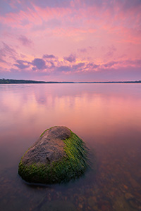 A beautiful sunset illuminates Branched Oak Lake in Lancaster County, Nebraska on a cool August evening. - Nebraska Landscape Photograph