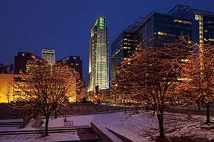 Every year Omaha Celebrates the Holiday Lights Festival after Thanksgiving and during Christmas and New Years by putting lights up in the downtown area around Gene Leahy Mall. - Nebraska Photograph