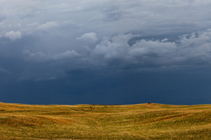 Dark clouds hover over the rolling sandhills in McKelvie National Forest. The darkness on the horizon all but extinguished the light of day on a previously sunny afternoon. I knew that beyond the dark clouds, however, the sky was still blue. - Nebraska Photograph