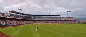 2011 College World Series, Virginia competed against USC in TD Ameritrade Stadium, the first year of the stadium.  This photograph is a combination of 6 exposures stitched together for detail. - Nebraska Photograph