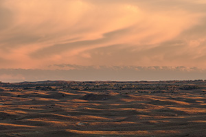 Thunderheads hover over the Sandhills during sunset while Buffalo graze on the grass in Brown County in north central Nebraska. - Nebraska Photograph