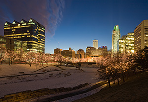 Every year Omaha Celebrates the Holiday Lights Festival after Thanksgiving and during Christmas and New Years by putting lights up in the downtown area around Gene Leahy Mall. - Nebraska Photograph