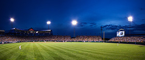 Taken at Rosenblatt Stadium in Omaha during Game 4 of the 2009 College World Series, Texas took on Southern Mississippi.  This photograph is a combination of 2 exposures stitched together. - Nebraska Photograph