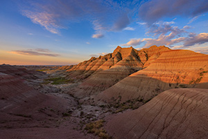 Landscape photograph of a sunrise over the Badlands National Park, South Dakota. - South Dakota Photograph