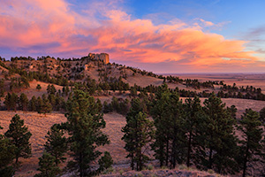 A scenic landscape photograph of a beautiful sunrise over Fort Robinson State Park in Northwestern Nebraska. - Nebraska Landscape Photograph