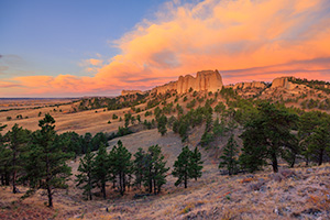 A scenic landscape photograph of a beautiful sunrise over Fort Robinson State Park in Northwestern Nebraska. - Nebraska Landscape Photograph