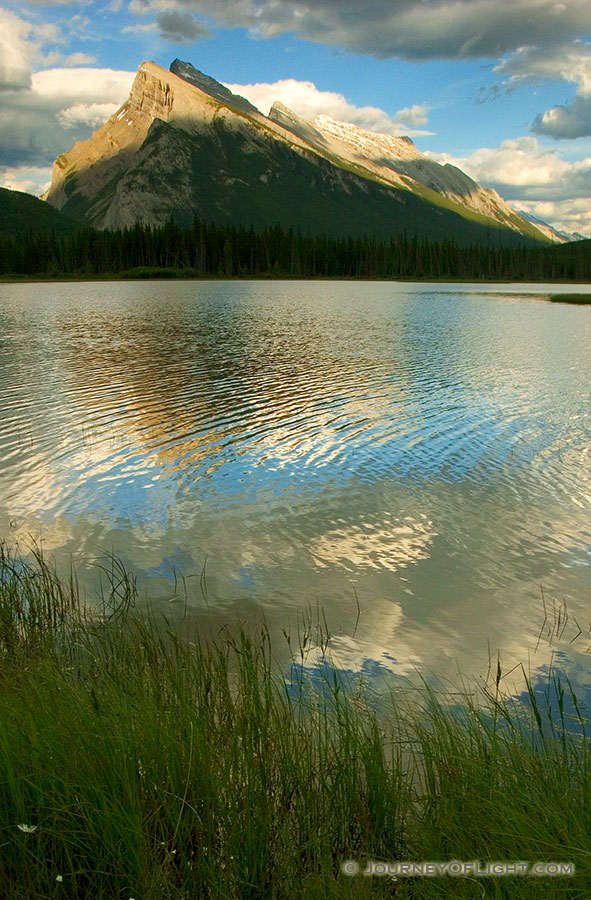 Mt. Rundle and the reflecting pools near the township of Banff at sunset. - Banff Photography