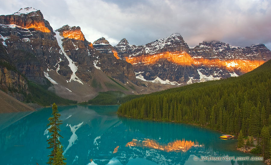 Lake Moraine in the Valley of the Ten Peaks at Sunrise. - Banff Photography