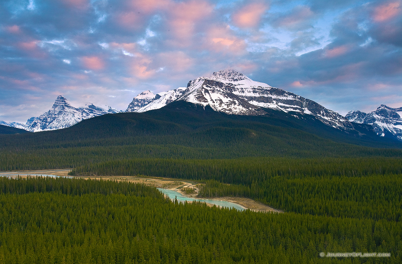 A serene view from Glacier Point in Banff National Park at sunset. - Banff Picture