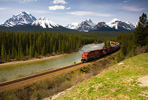 Morant's Curve is one of the most photographed spots for trains along the Canadian Railway. - Rockies Photograph