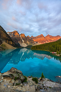 Scenic landscape photograph of Moraine Lake in the Valley of the Ten Peaks, Banff National Park, Canada. - Canada Photograph