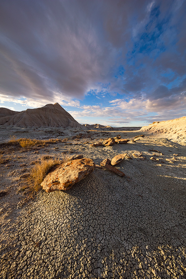 Landscape photograph of Toadstool Geologic Park in western Nebraska near sunset with beautiful clouds. - Nebraska Photography