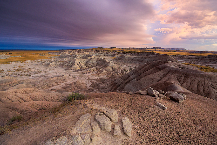 Landscape photograph of Toadstool Geologic Park in western Nebraska during an warm sunrise. - Nebraska Photography
