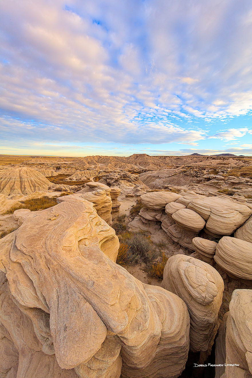 Scenic landscape photograph of the unusual rock formations at Toadstool Geologic Park in western Nebraska. - Nebraska Picture