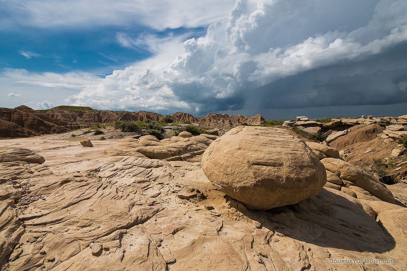 A storm rages above the landscape just beyond Toadstool Geologic Park in northwestern Nebraska. - Toadstool Geologic Park Picture